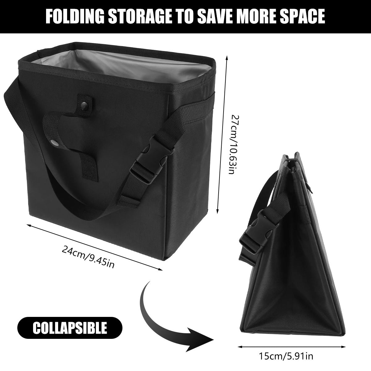 Foldable Waterproof Car Trash Can – 6.5L/8.5L Large Capacity Garbage Bag & Storage Organizer with Hanging Strap
