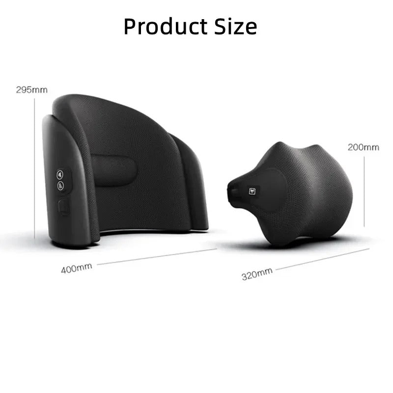 Electric Car Neck & Lumbar Massage Cushion – Smart Ergonomic Support for Office & Car Seats - Delicate Leather