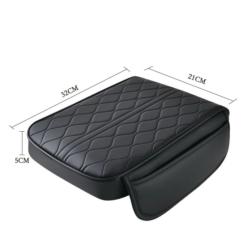 Universal Car Armrest Box with Storage, Heightened Leather Memory Foam Cushion Pad – Protective Support for Auto Center Console - Delicate Leather