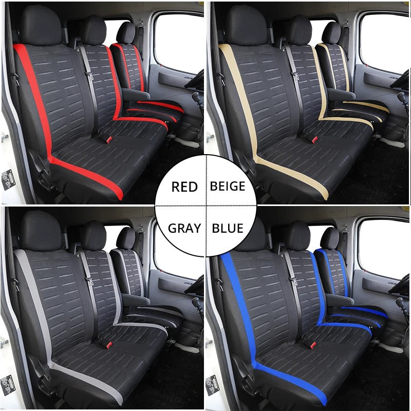 Universal 2+1 Car Seat Covers for Transporters and Vans - Stylish Tire Track Design - Delicate Leather
