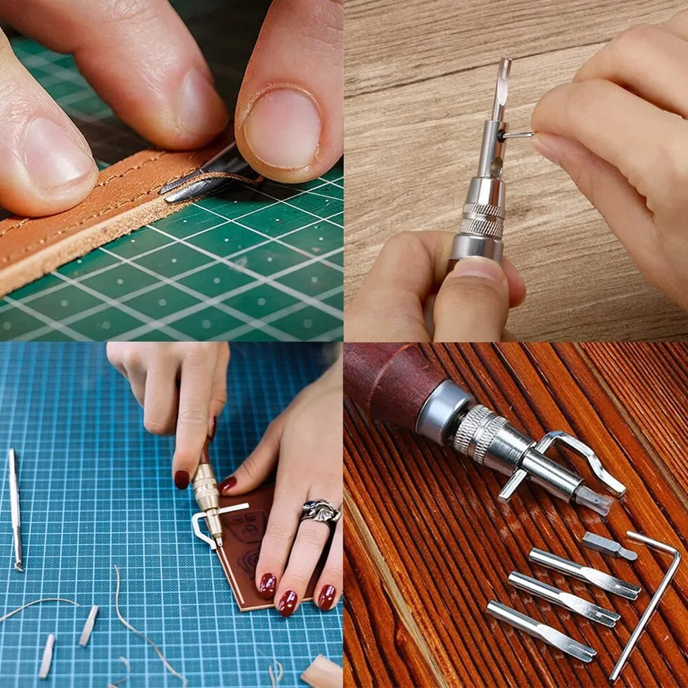 23-Piece Leather Sewing Tools Set – DIY Hand Stitching & Carving Kit for Leather Crafting