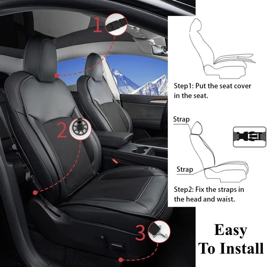 Smart Cooling Seat Cushion for Car, 15s Cooling, Breathable Summer Comfort - Delicate Leather