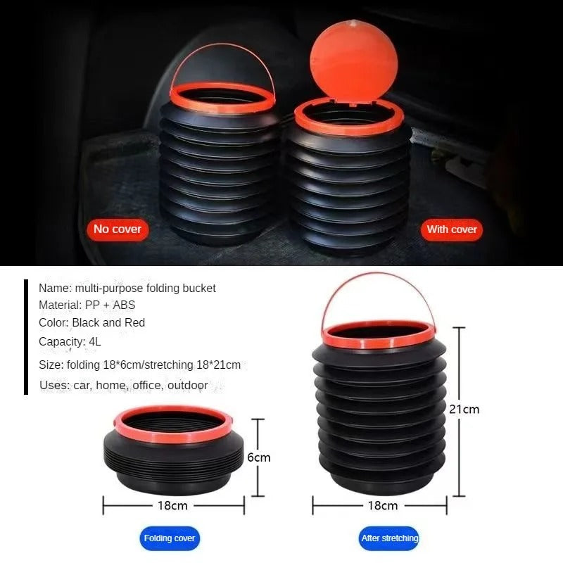 Foldable Hanging Car Trash Can & Umbrella Holder – Compact Multi-Functional Storage - Delicate Leather