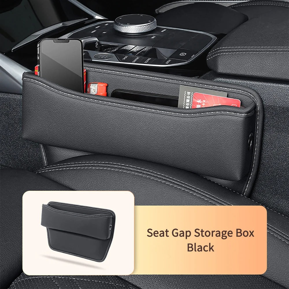 Delicate Leather Car Seat Gap Filler Organizer, Custom Fir For Your Cars, PU Leather Car Organizer Bag - Back Seat Organizer & Side Gap Filler with Storage Box - Delicate Leather
