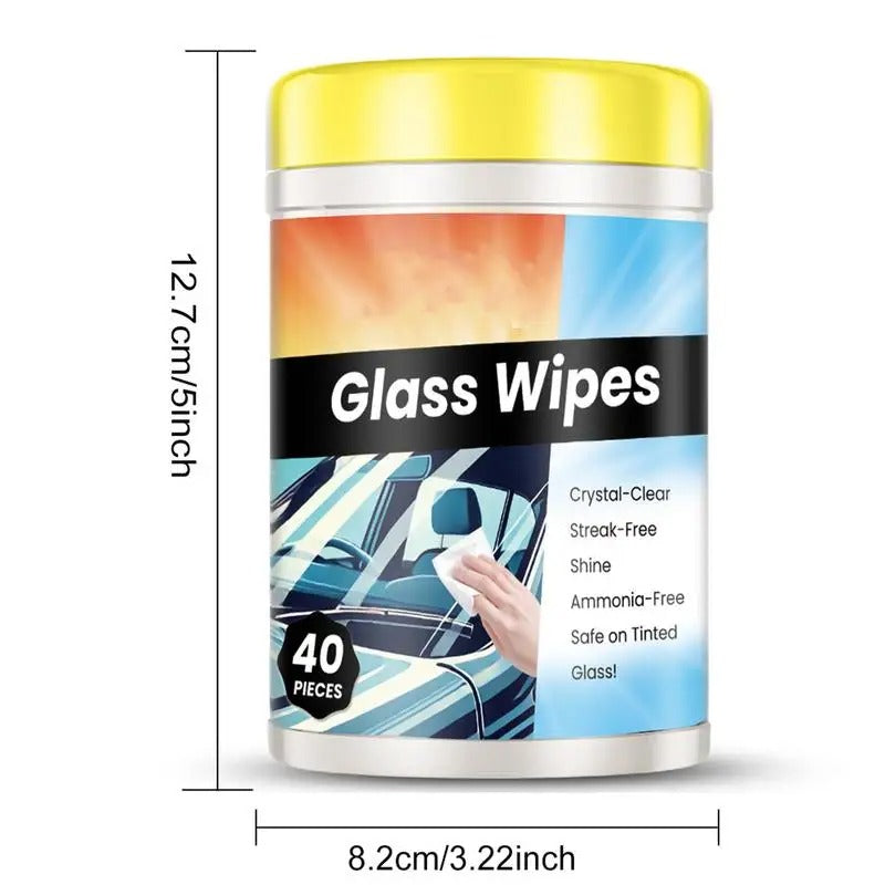 Car Windshield Cleaning Wipes – Anti-Fog & Oil Stain Remover (40 Sheets) - Delicate Leather
