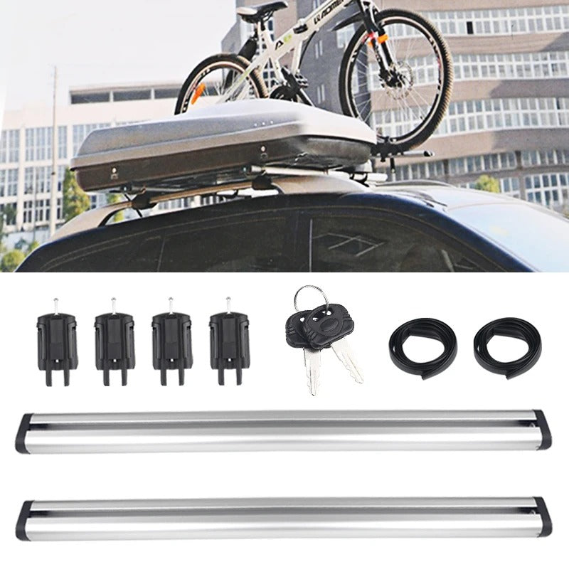 2PCS Universal 120/130CM Car Roof Rack - Waterproof Luggage Support for SUVs & Cars with Anti-Theft Lock - Delicate Leather