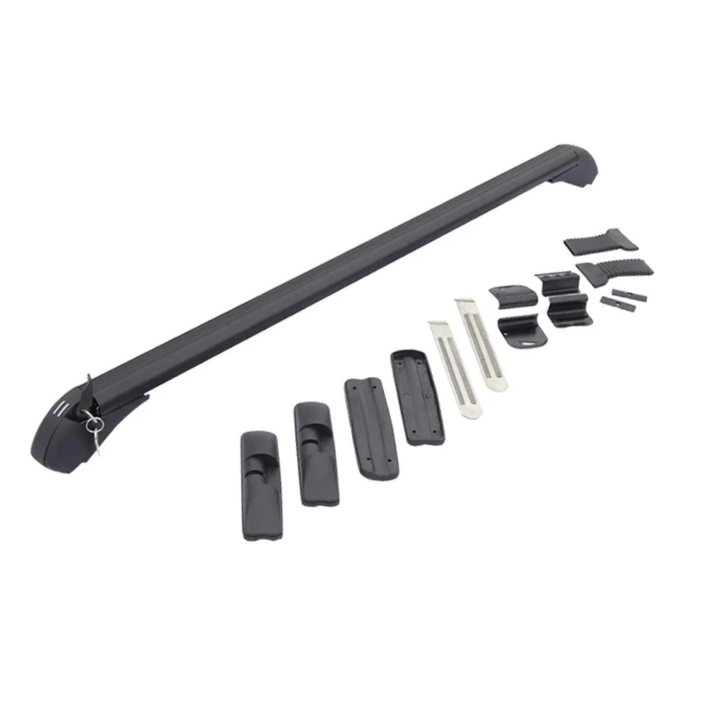 Universal Car Roof Mounting Rack Rail Bar - Black Aluminum Luggage Carrier with Lock - Delicate Leather