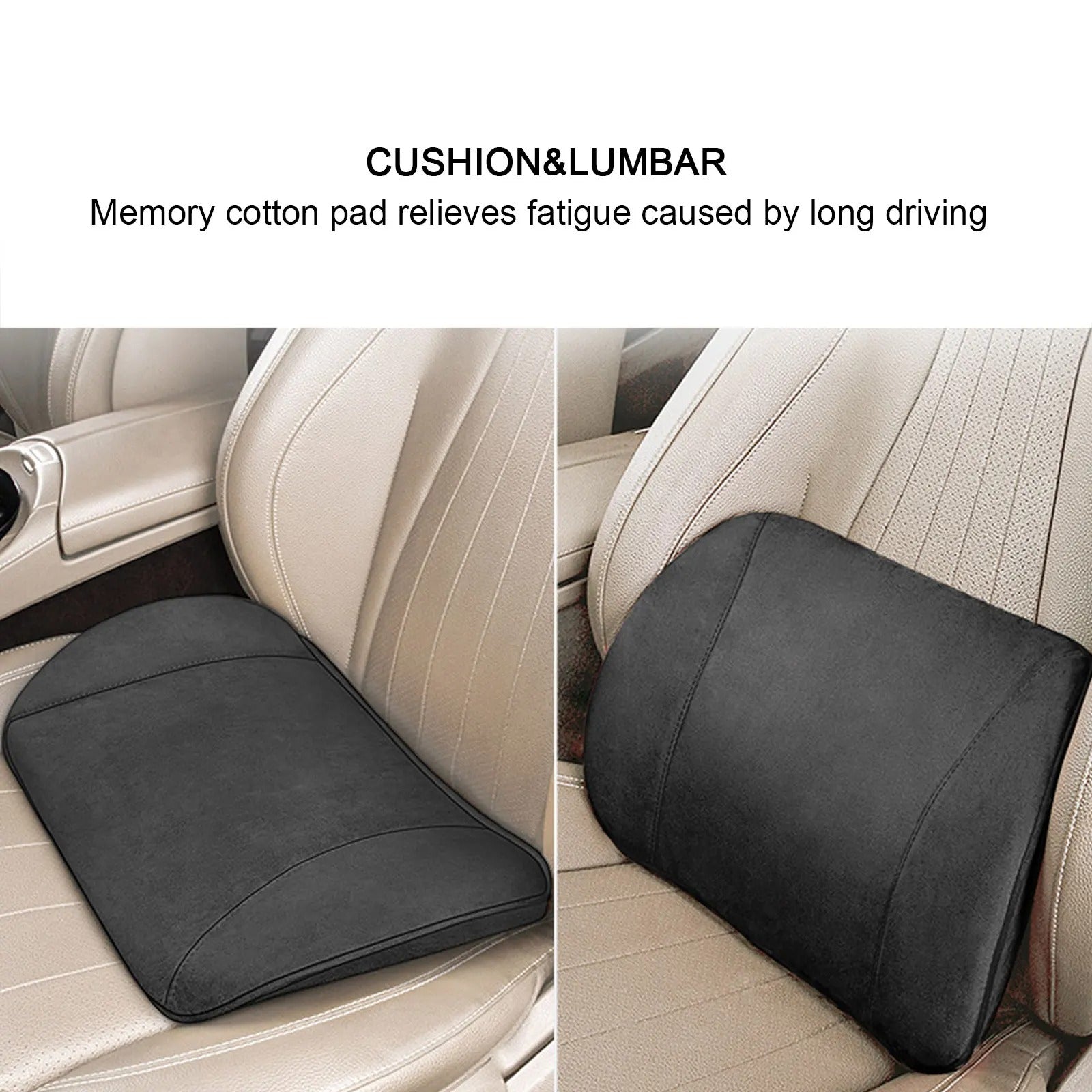 2-in-1 Car Seat Booster & Lumbar Pillow – Memory Foam Inclined Cushion for Comfort and Support