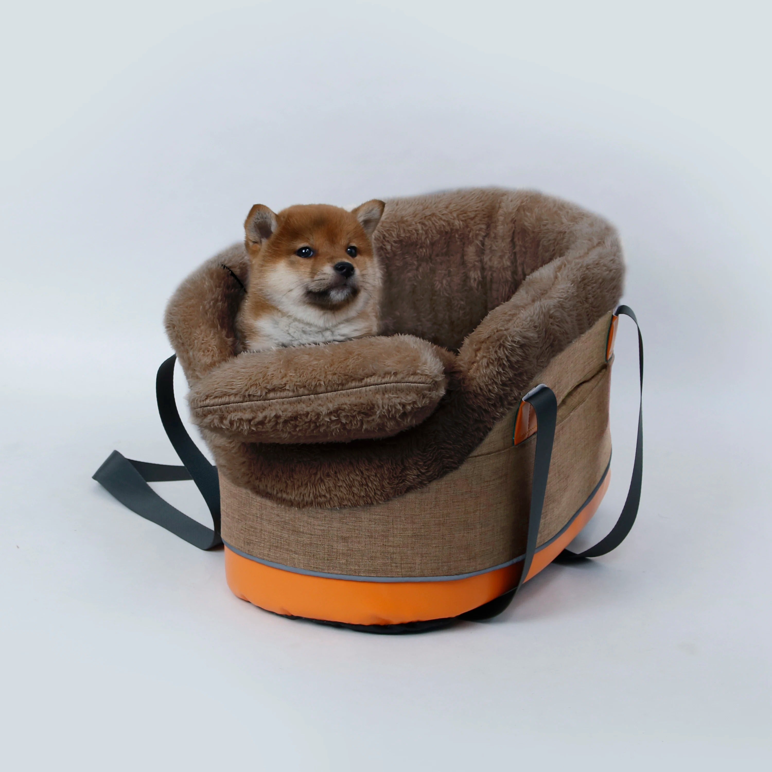 Pet Carrier Bag & Car Mat - Cat Safety Seat, Dog Travel Nest, Portable Pet Supplies for Small Breeds - Delicate Leather