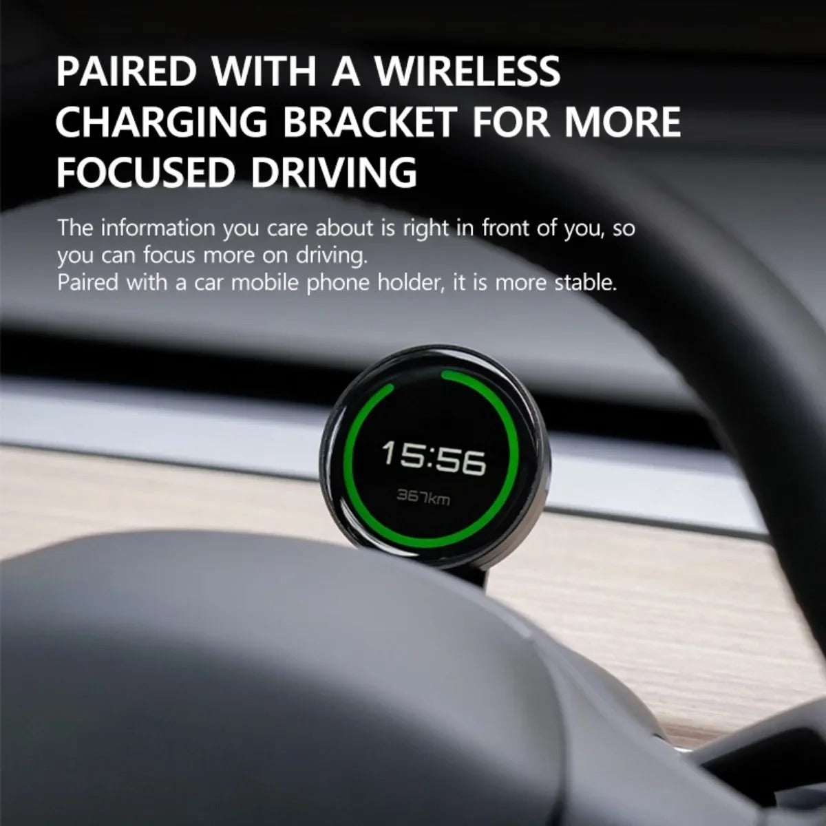 Ultra-Thin Dashboard Display with Wireless Magnetic Charging – Tesla Model Y & Model 3 - Delicate Leather