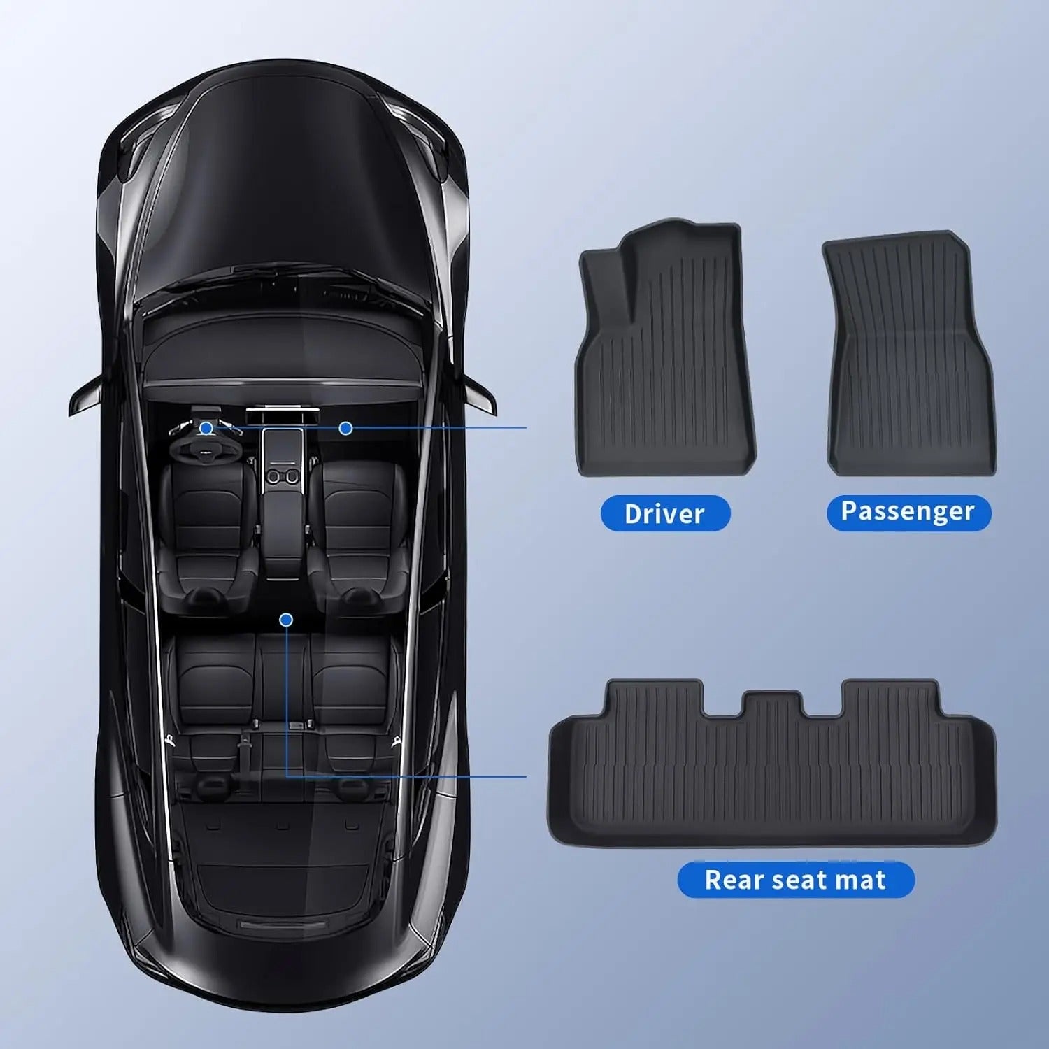 TPE Waterproof Non-Slip Floor Mats for Tesla Model 3/Y (2019-2024) - All-Weather Protection and Eco-Friendly Car Accessories - Delicate Leather