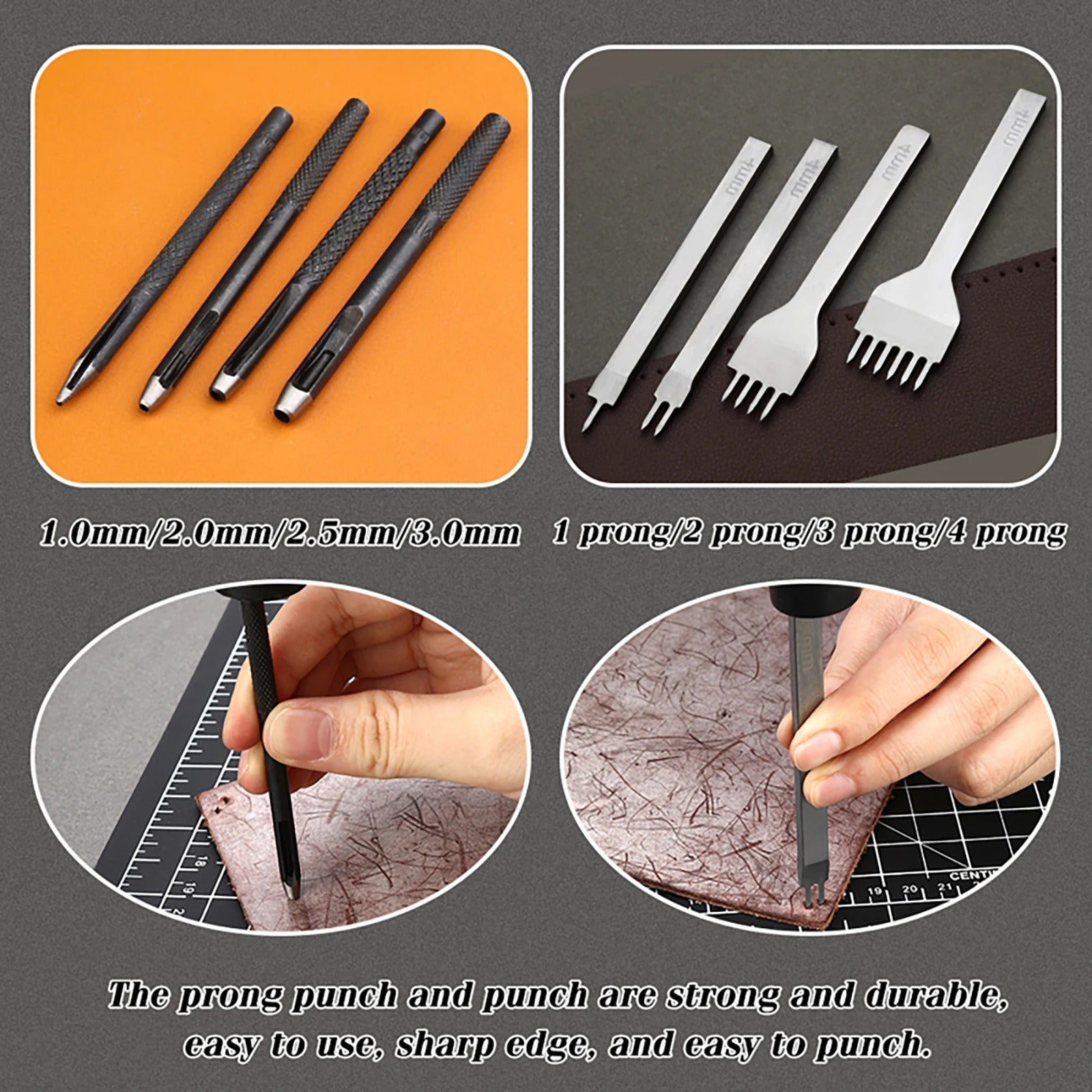 Comprehensive Leather Working Tools Sewing Kit - Waxed Thread, Needles, Awls, Groovers & Punches for DIY Crafting - Delicate Leather