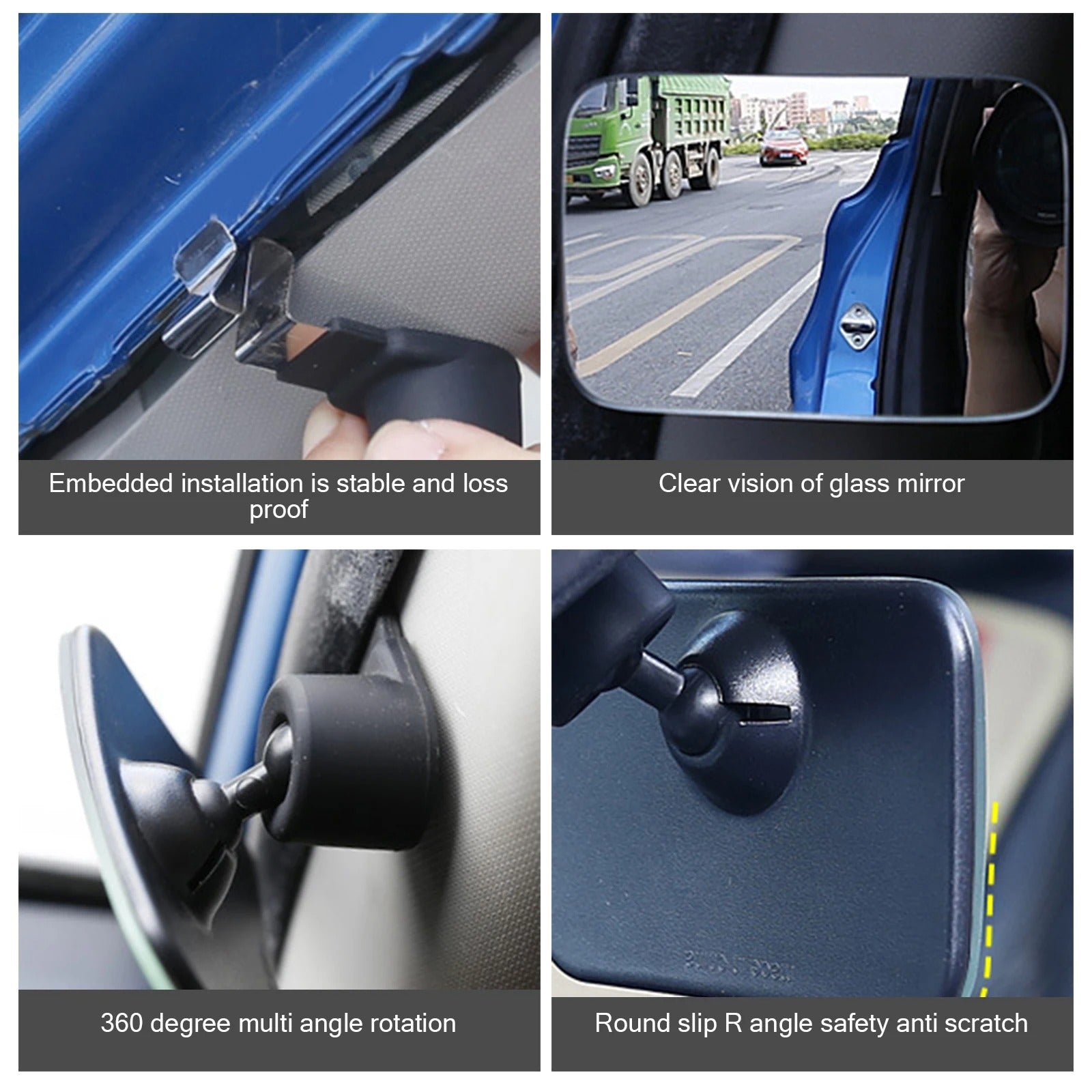 360° Adjustable Blind Spot Mirror – Wide-Angle Auxiliary Rearview Mirror for Cars - Delicate Leather