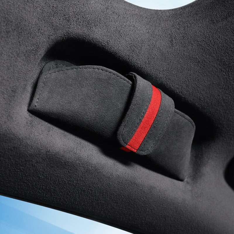Alcantara Suede Magnetic Sunglasses Holder – Stylish Car Glasses Case Storage Box - Delicate Leather