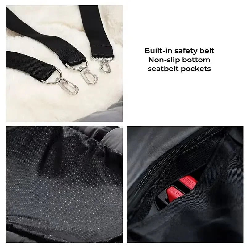 Luxury Removable Waterproof Dog Car Seat & Bed - Portable Travel Pet Carrier for Medium and Large Dogs - Delicate Leather