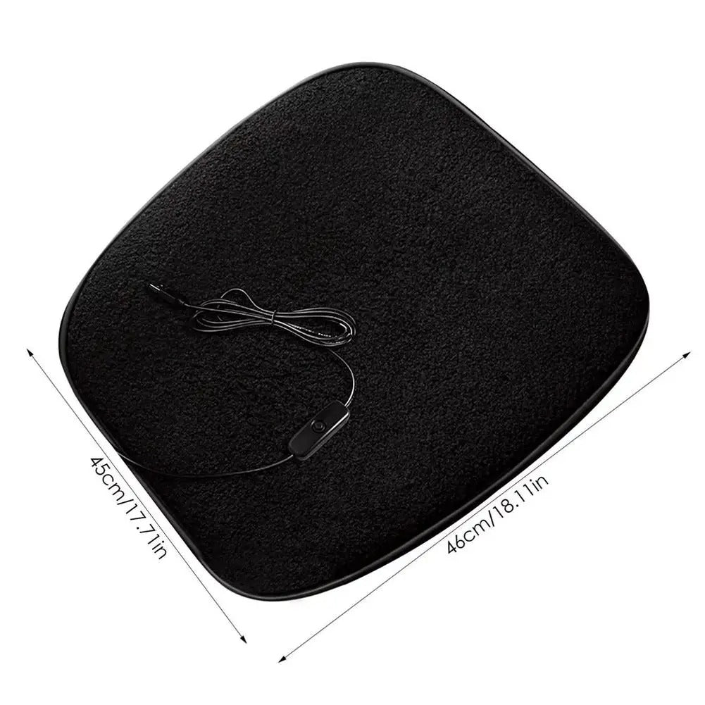5V 12W USB Heated Seat Cushion – Winter Warmer Pad for Cars, Office, and Home - Delicate Leather
