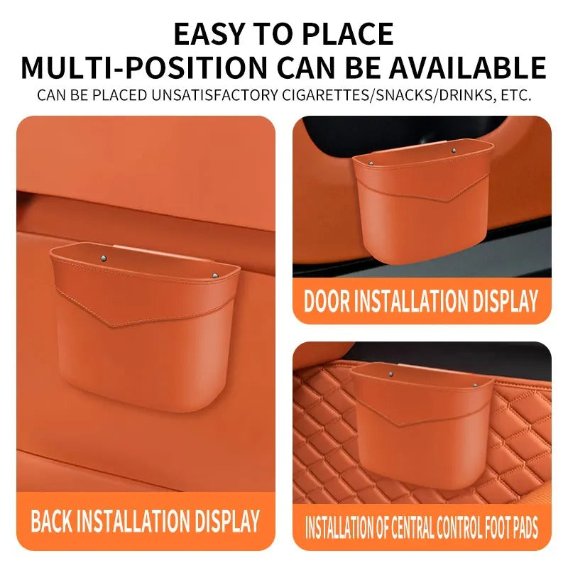 Car Trash Can & Storage Bag – Hanging Rear and Front Seat Organizer - Delicate Leather