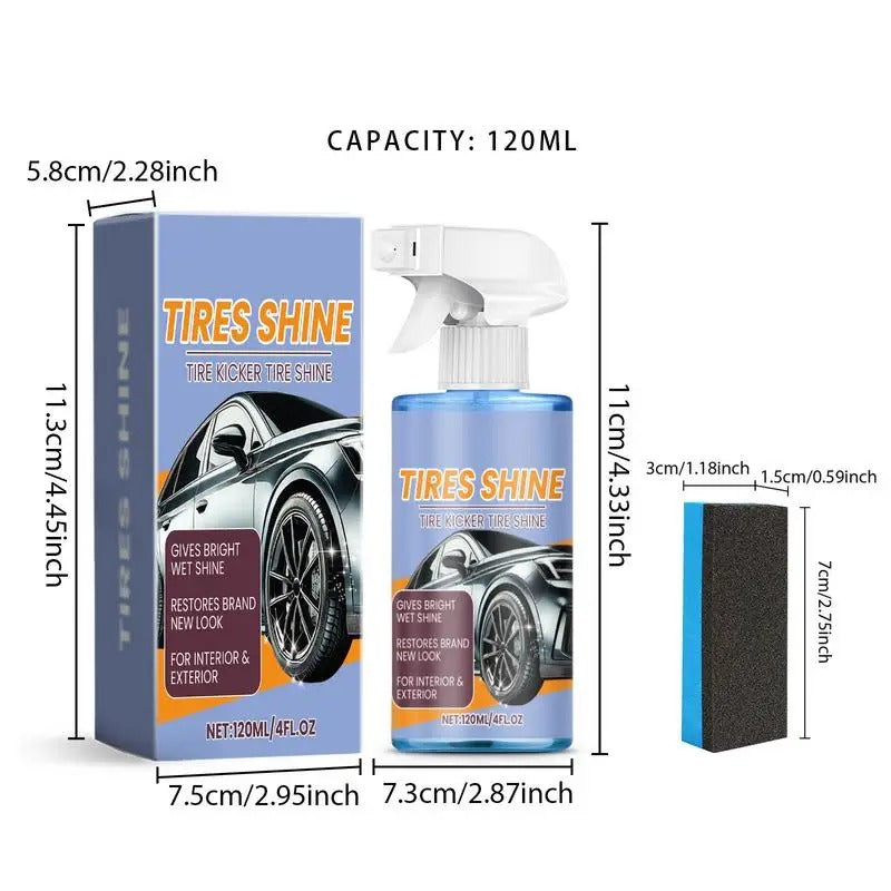 Long-Lasting Tire Detailing Spray – Waterproof Tire Cleaner & Polishing Solution (120ml)