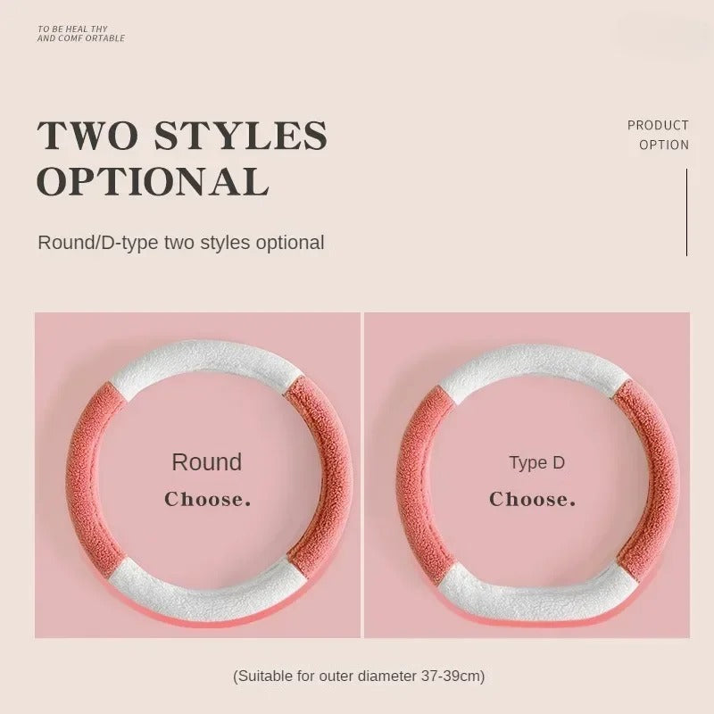 Short Plush Car Steering Wheel Cover – Cute and Warm Anti-Slip Case for Autumn and Winter - Delicate Leather