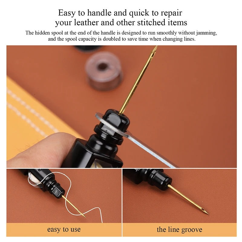 Leather Speedy Stitcher Sewing Awl Kit - DIY Leather Craft and Canvas Repair Tool - Delicate Leather