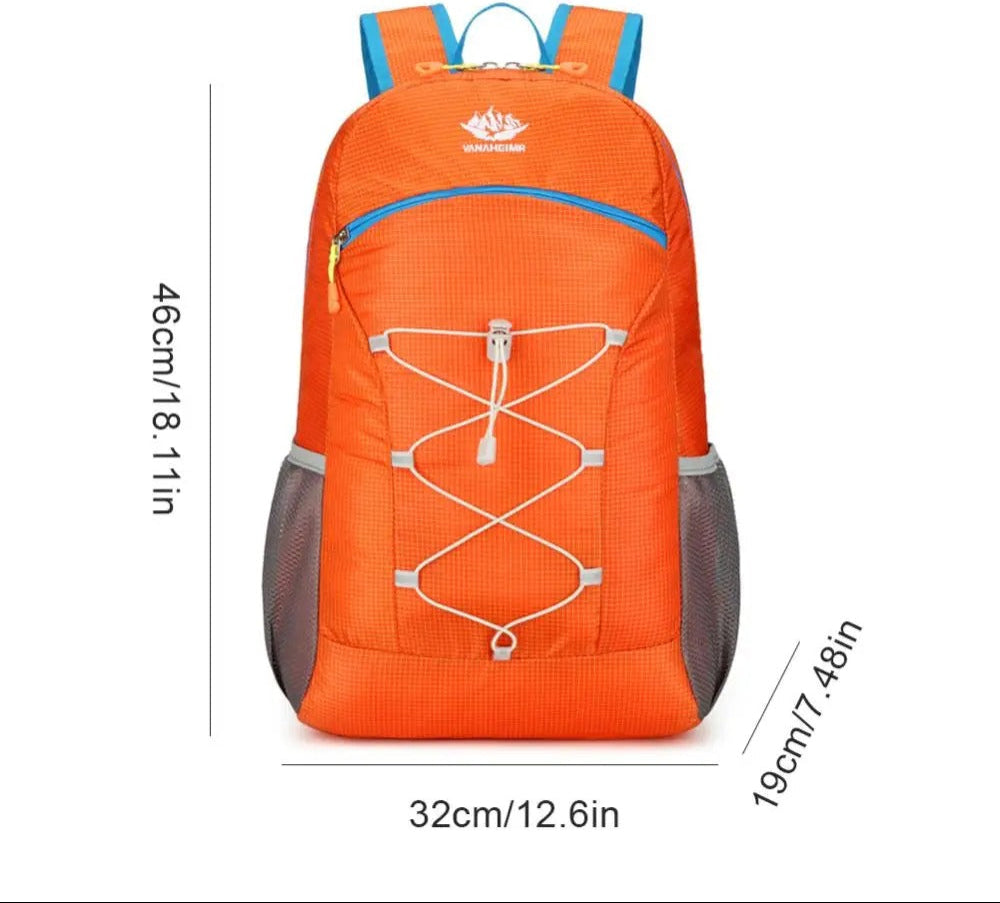 Foldable Hiking Backpack – Lightweight Waterproof Travel & Camping Daypack - Delicate Leather
