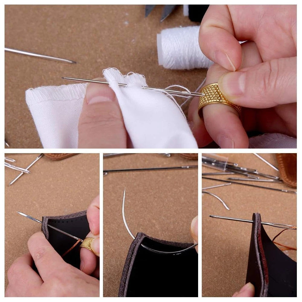 Leather Sewing Kit with Needles, Waxed Thread, and Sewing Tools - DIY Leather Craft Kit for Hand Stitching and Repairs - Delicate Leather