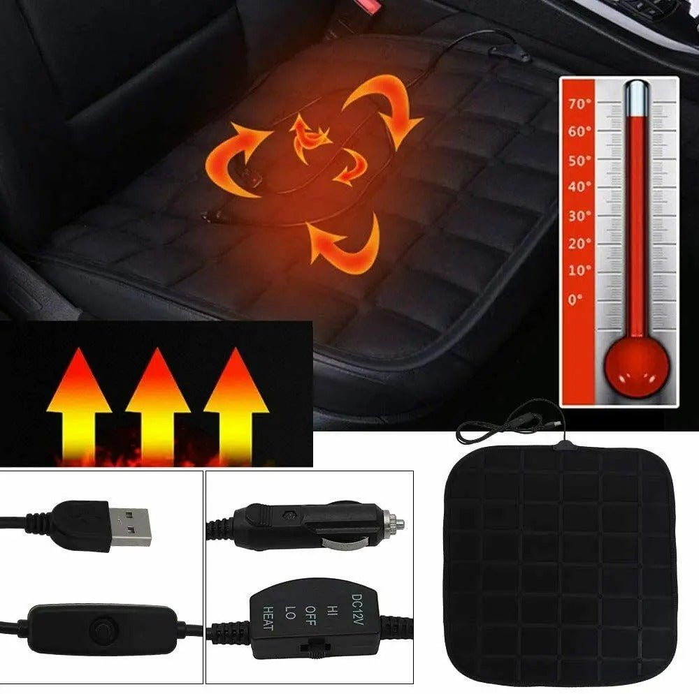 Universal Heated Car Seat Cushion – Non-Slip Heating Pad for Cars, Office, and Home - Delicate Leather