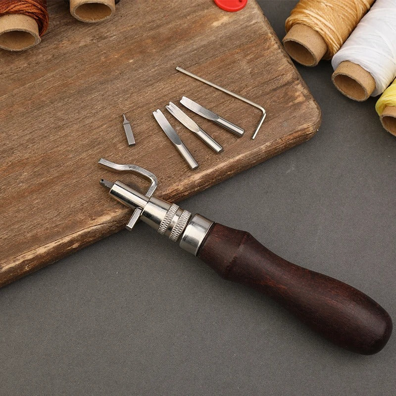 Leather Craft Working Tools Kit - Comprehensive Stitching & Sewing Repair Set for Beginners & Professionals - Delicate Leather
