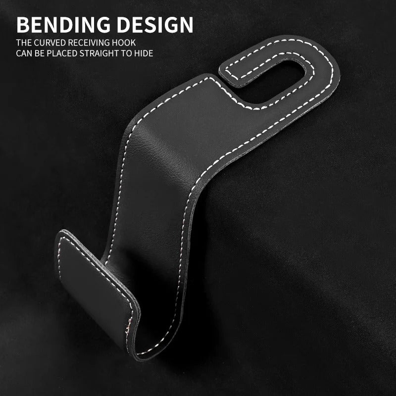Car Seat Back Hooks – Leather Hooks for Small Object Storage - Delicate Leather