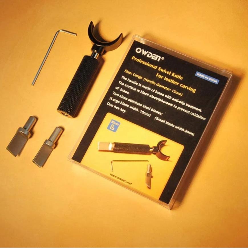 Leather Swivel Knife Set – Adjustable Brass Handle with Dual Blades for Precision Leather Carving - Delicate Leather