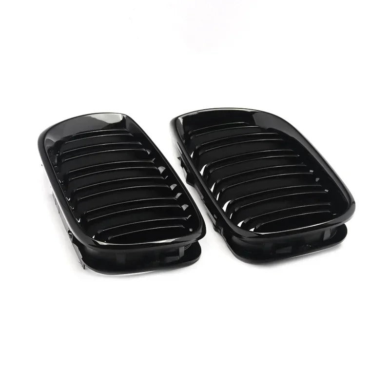 Gloss Black Double Line Kidney Grilles for BMW E46 3-Series (2001-2006 Facelift)