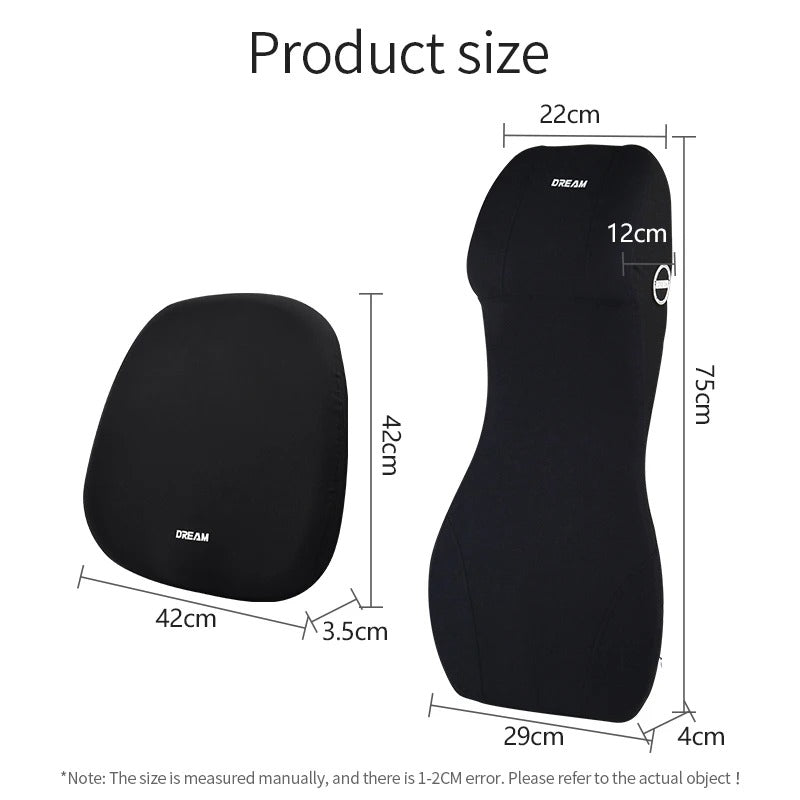 Car Leather Headrest and Lumbar Support Pillow - Memory Foam Neck and Back Cushion for Ultimate Comfort