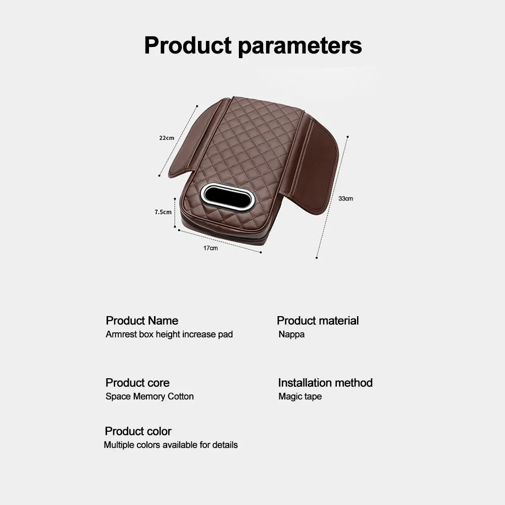 Car Armrest Pad with Tissue Box & Side Storage – Leather Console Protector - Delicate Leather