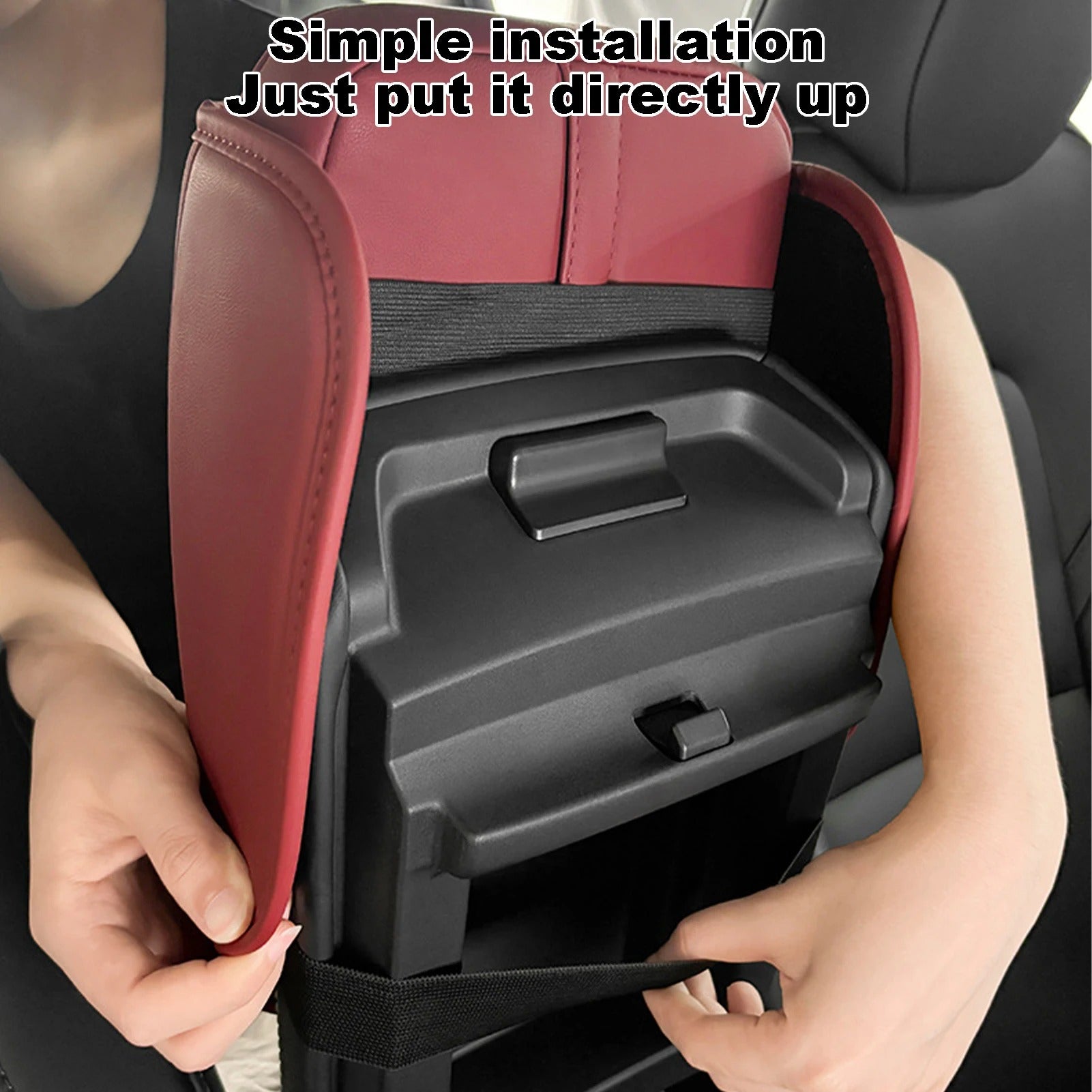 Car Armrest Cushion with 2 Cup Holders and Side Pockets – PU Leather Center Console Pad - Delicate Leather