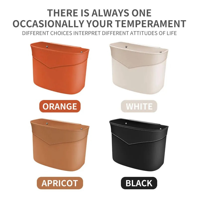 Car Trash Can – Multi-Functional Hanging Storage Bucket for Interior Organization - Delicate Leather