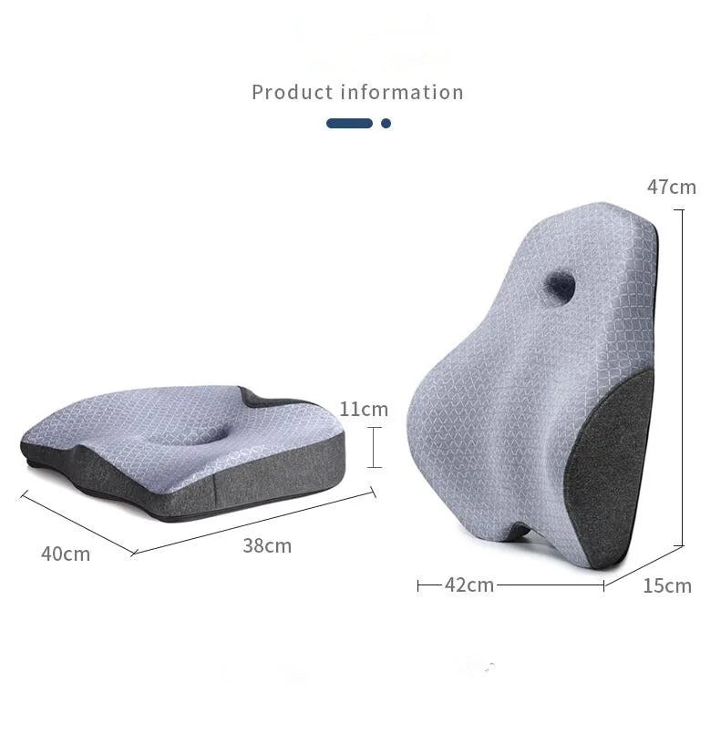 Memory Foam Cushion Set – Lumbar Support and Orthopedic Pillow for Improved Posture and Pain Relief - Delicate Leather