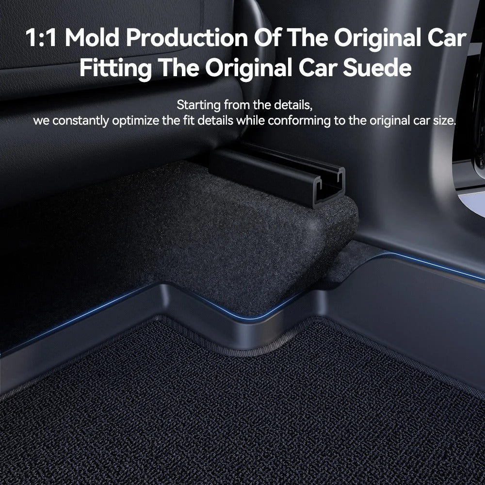 TPE Car Floor Mats & Luggage Mat Set for Tesla Model 3 Highland/Model Y (2019-2024) - Four Seasons Waterproof Anti-Slip Trunk Mat - Delicate Leather