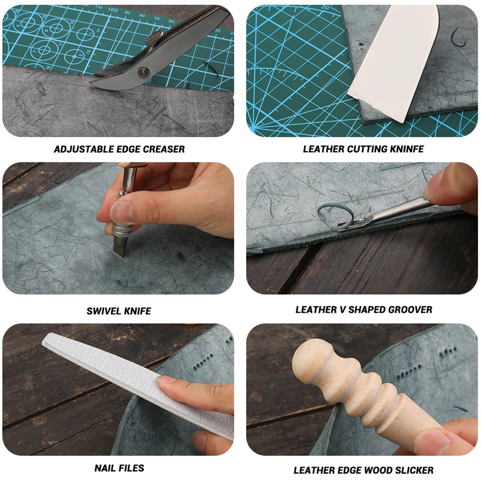 Professional Leather Working Tools Kit – Stamping Tools, Cutting Mat, Groover, and Rivets for DIY Beginners - Delicate Leather