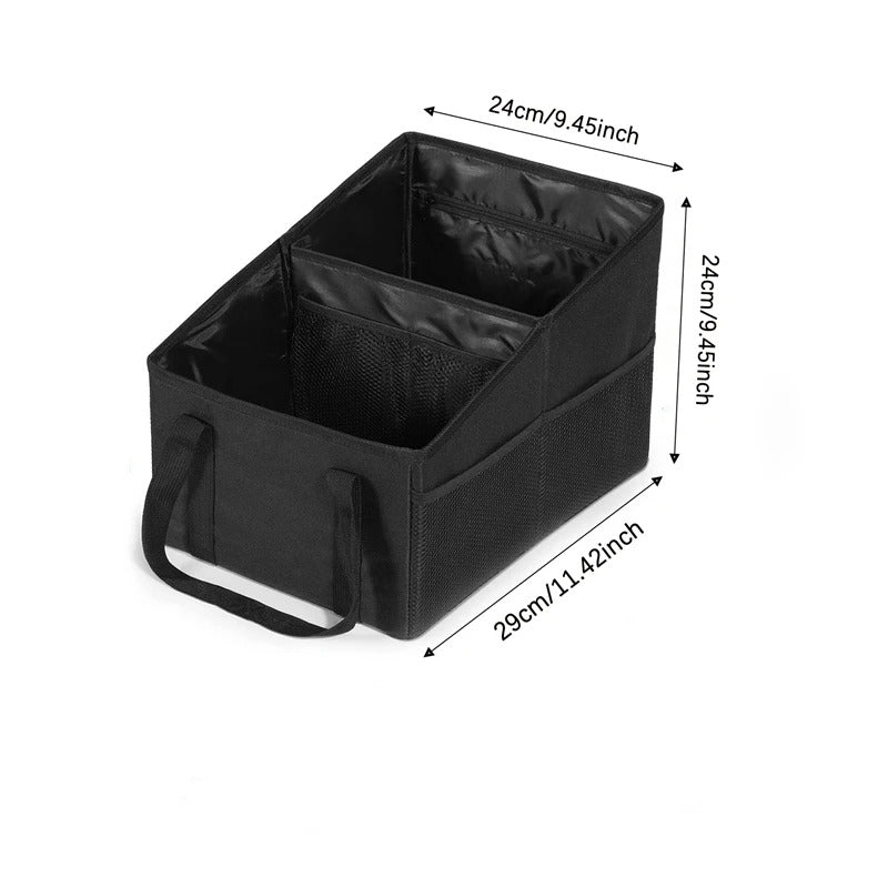 High-Capacity Black Car Trunk Organizer – Space-Saving Storage Box for Car Seats and Trunks