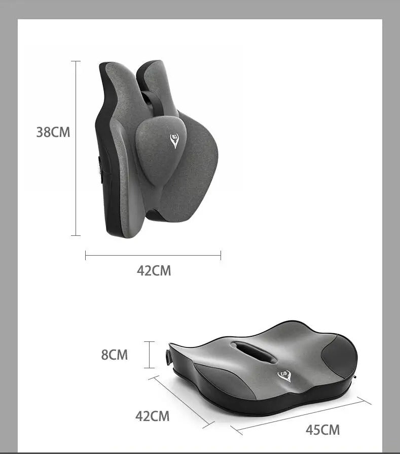 Orthopedic Memory Foam Seat & Back Cushion Set – Coccyx and Waist Support for Office Chair & Car