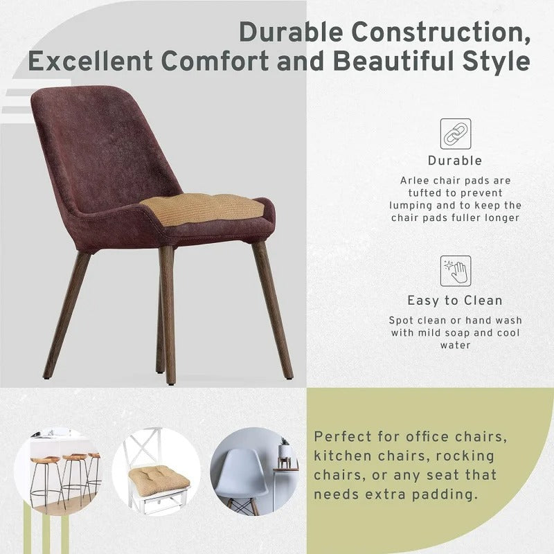 Non-Skid Foam Chair Pads – Bamboo Tan Memory Foam Seat Cushions (Set of 2) - Delicate Leather