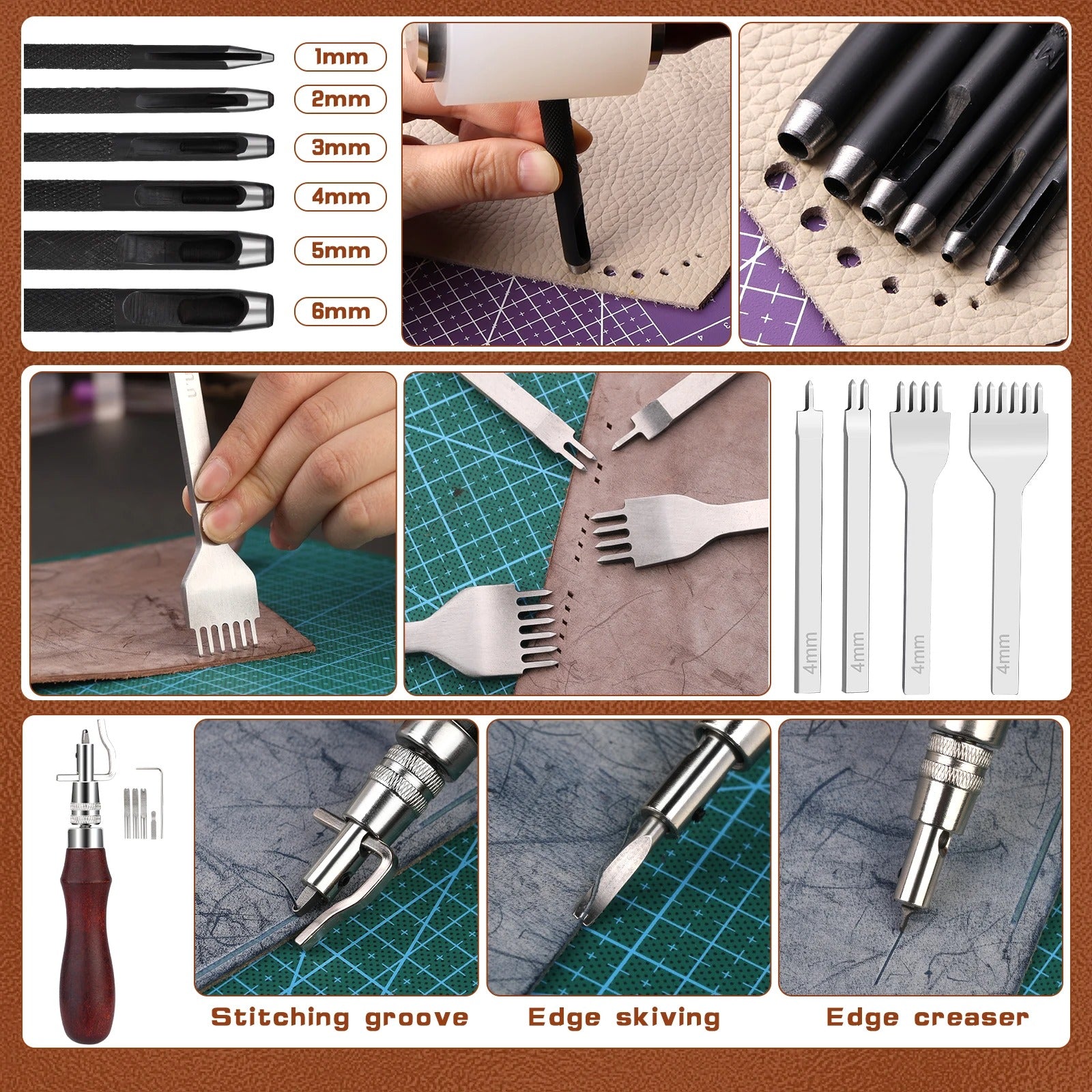 92-Piece Leather Working Kit with Custom Storage Bag - Complete Leather Craft Tools for Beginners & Professionals - Delicate Leather