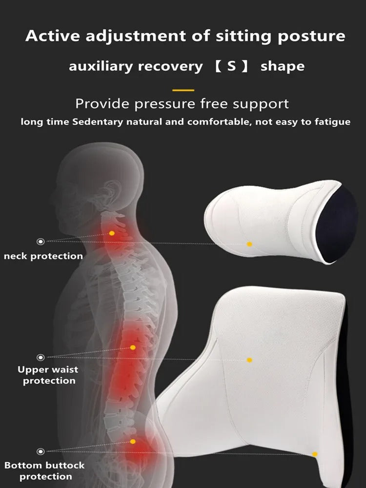 Nappa Leather Memory Foam Headrest & Lumbar Pillow - Neck and Back Support for Tesla Model 3/Y/X/S - Delicate Leather