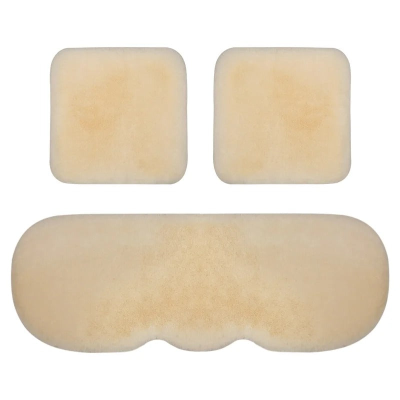 Winter Warm Plush Car Seat Cover Set - Fluffy Faux Rabbit Fur for 5-Seat Cars - Delicate Leather
