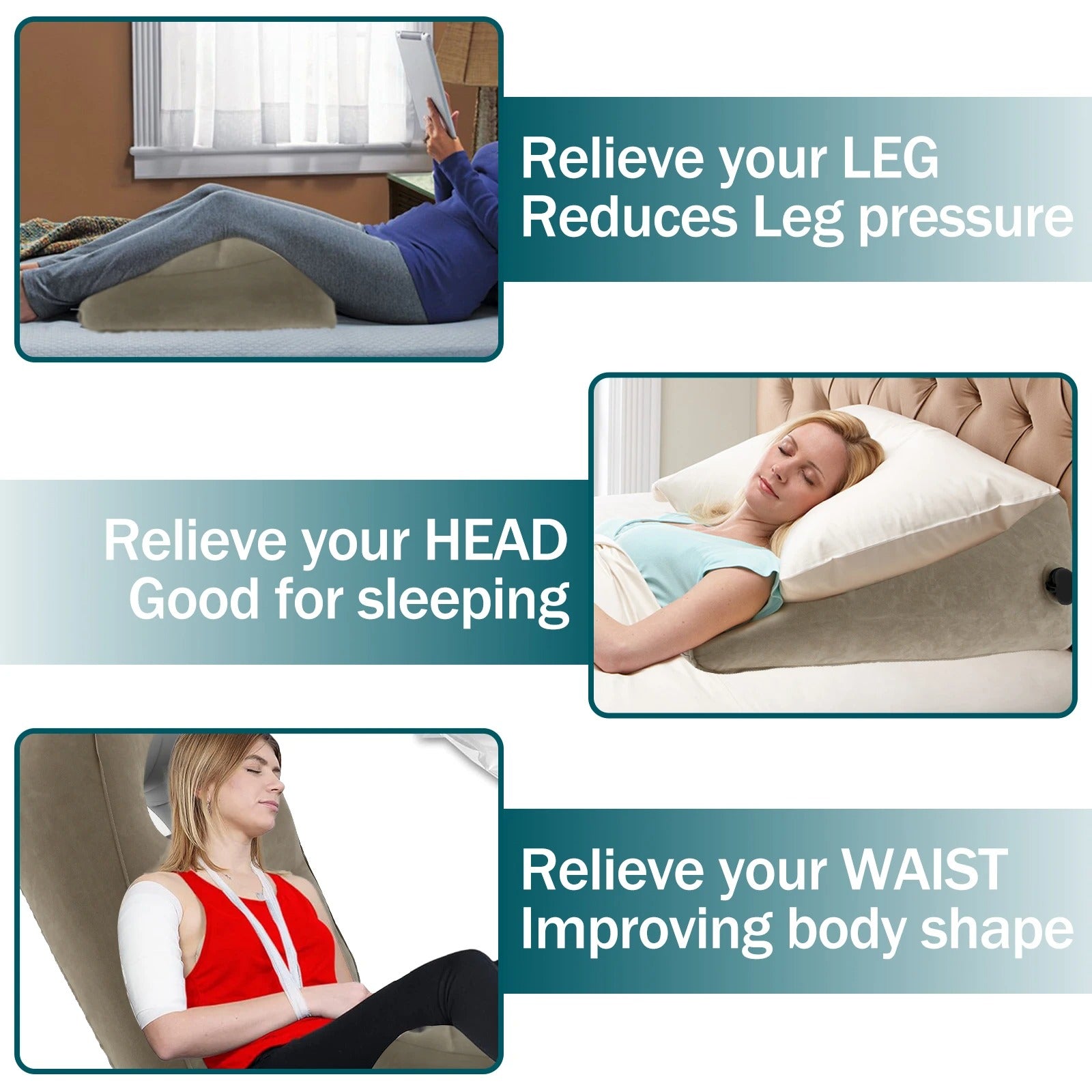 Inflatable Wedge Pillow – Multi-Functional Leg Rest, Lumbar Support, and Travel Cushion