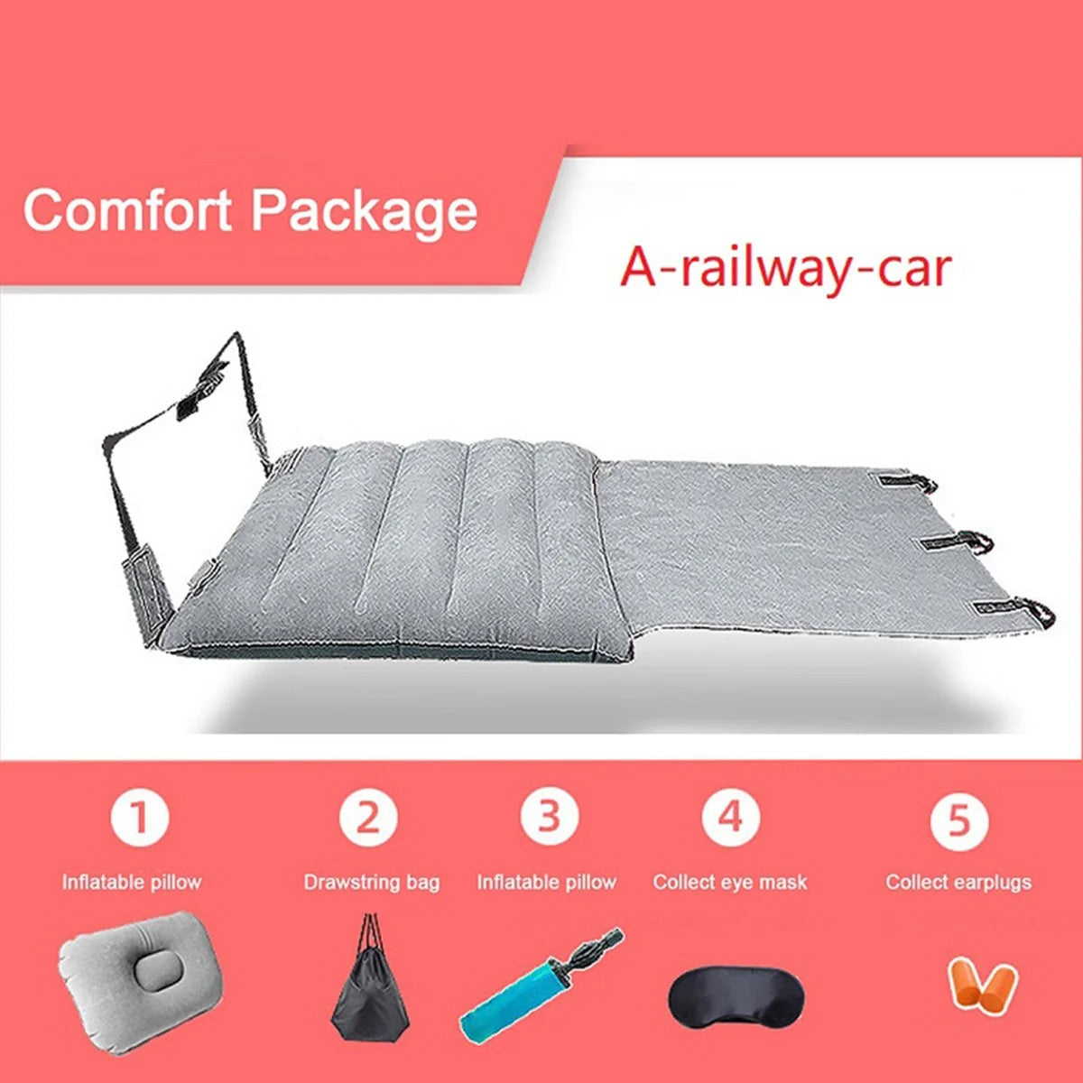 Adjustable Inflatable Footrest Hammock – Travel Bed for Car, Train, Airplane & Camping