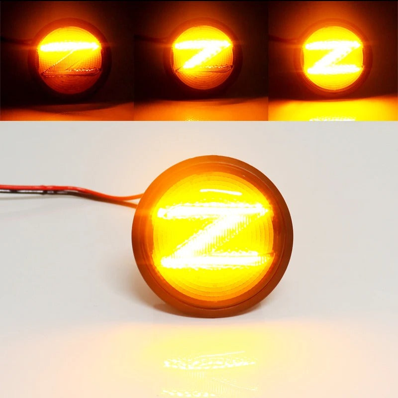 2X LED Dynamic Turn Signal Side Marker Lights - Smoked Black Lens with Sequential 'Z' for Nissan 370Z (2009-2020) - Delicate Leather