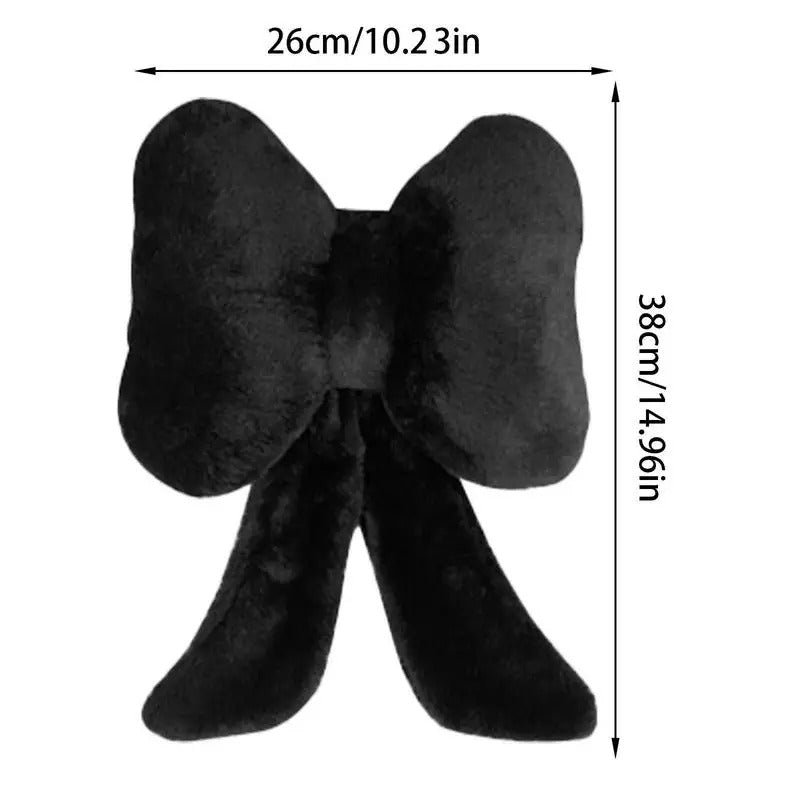 Plush Bowknot Car Headrest Pillow – Soft Neck & Lumbar Support Cushion - Delicate Leather