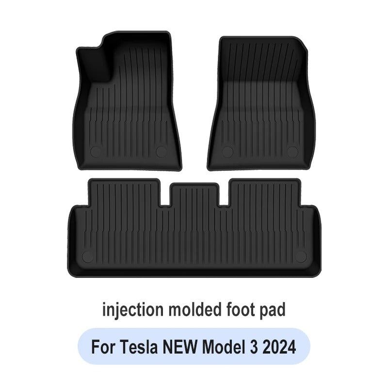 TPE Waterproof Anti-Slip Trunk Mat & Floor Liner Set for Tesla Model Y/3 Highland (2021-2024) - Delicate Leather