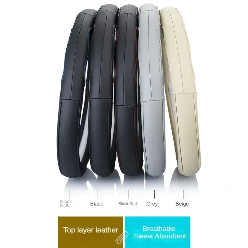 Leather Steering Wheel Cover for All Seasons – Anti-Slip Universal Car Steering Wheel Protector